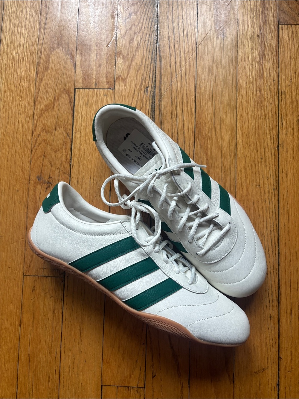 adidas White Sneakers with Green Stripes Size 11